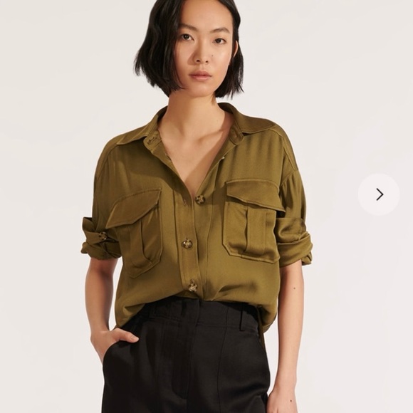 Veronica Beard Ainsley Olive Green Blouse Womens - Picture 1 of 12